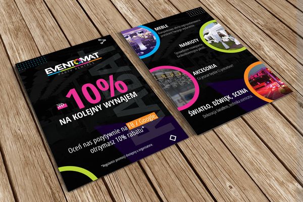 Eventomat – Ulotka A6 – firma eventowa z Warszawy