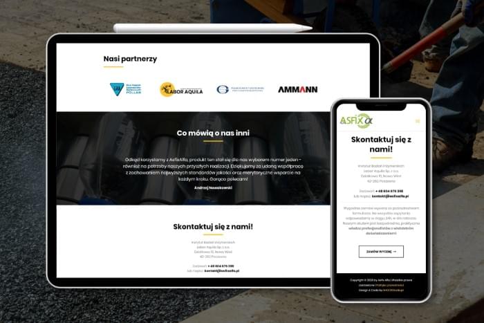 Asfix Alfa - Strona www dla firmy produkującej środek adhezyjny do mieszanek mineralno-asfaltowych (projekt + kodowanie)