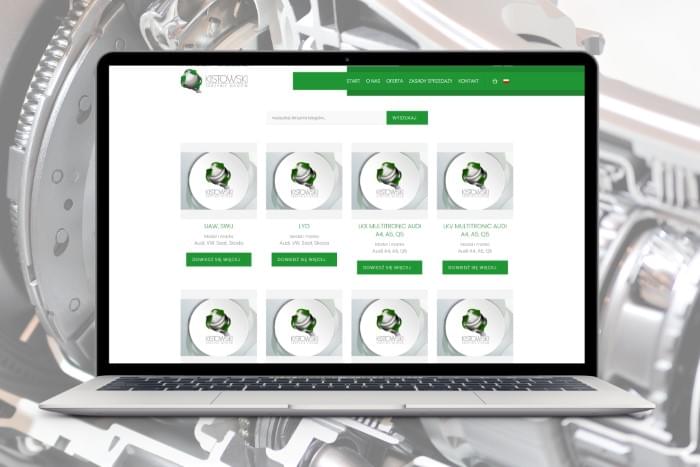 Kistowski - Strona www z modułem zakupowym dla firmy regenerującej samochodowe skrzynie biegów (projekt + kodowanie)